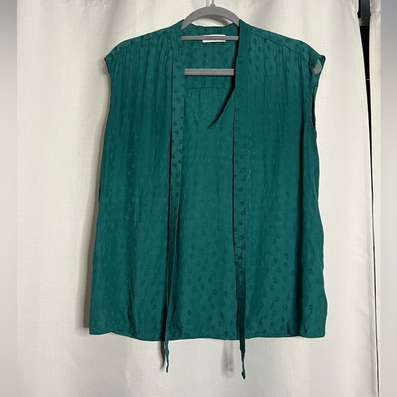Sandro Paris Green Textured Tie Blouse Small - Picture 12 of 12